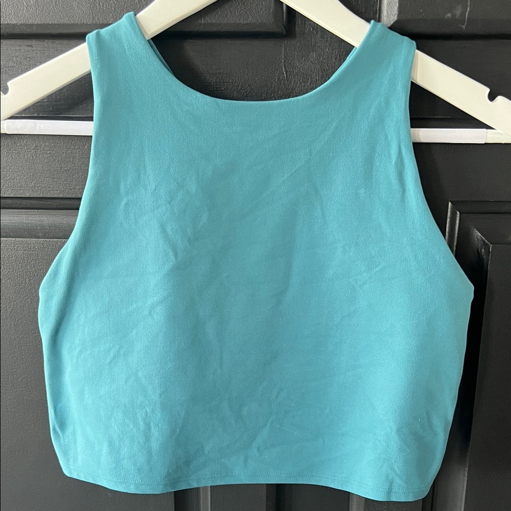 Athleta Medium Teal Consious Crop Bra Razorback
